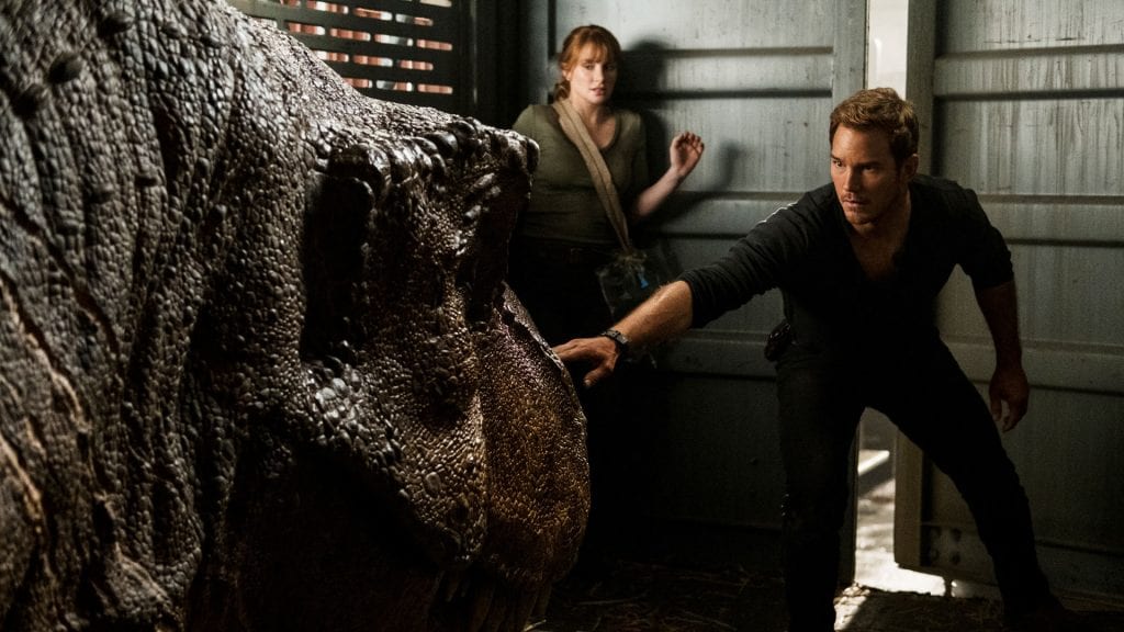 T-Rex, Chris Pratt, Bryce Dallas Howard, Jurassic World: Fallen Kingdom