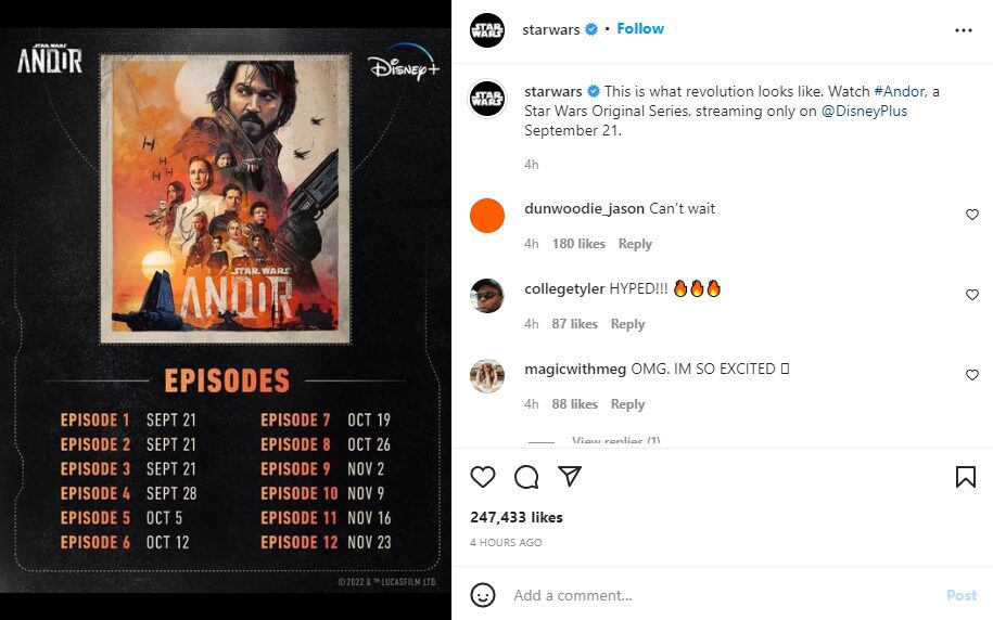 Star Wars Announces Andor Release Schedule
