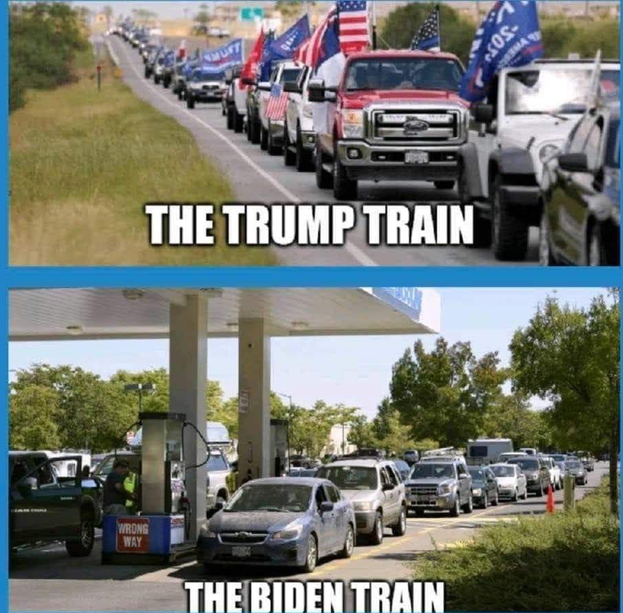 Donald-Trump-Train-Biden-Train-Joe-Biden-Gas-Shortage