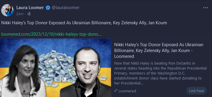 Screenshot 2023-12-11 at 11-12-42 (6) Laura Loomer on Gab 'Nikki Haley's Top Donor Exposed As Ukrainian Billi…'